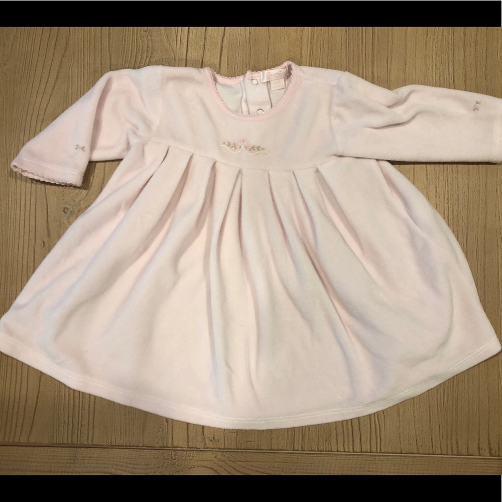 Kissy Kissy Hand Embroidered Pink Velour Dress